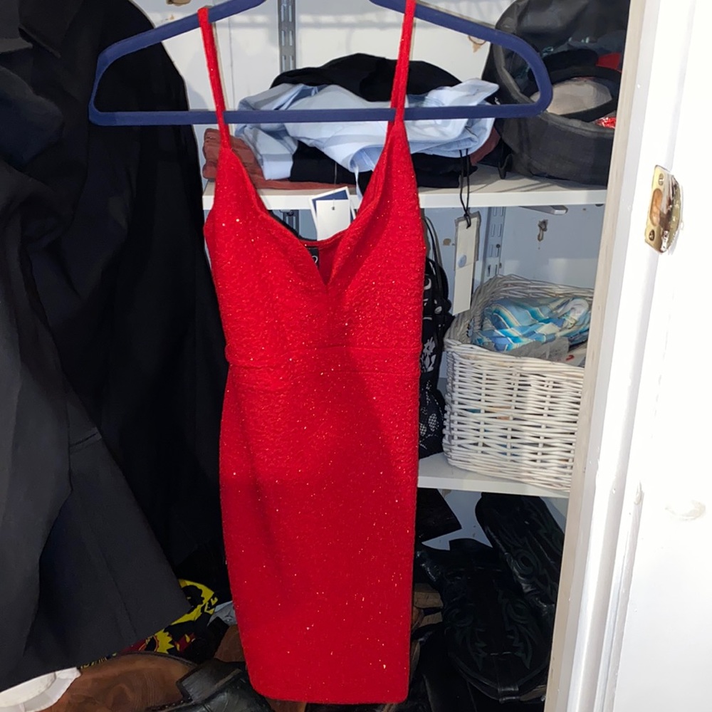 red sparkly mini dress